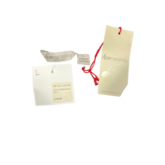 NWT Ripe Maternity Brown Fold Over Pants Large - Picture 3 of 5